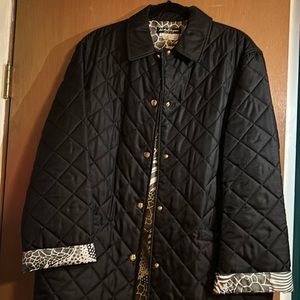Salvatore Ferragamo Black Quilted Jacket with Matching Silk Scarf